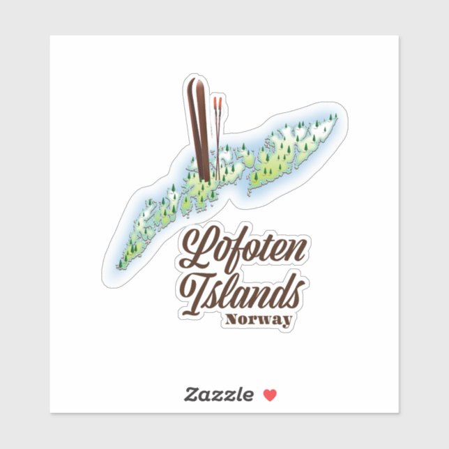 Adesivo Ilhas Lofoten, poster de esqui na Noruega. (Folha)