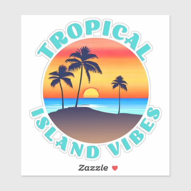 Adesivo Ilhas Tropicais Vibes, Sunset com Palmeiras (Folha)