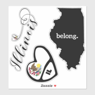 Adesivo Illinois Love, 3 Designs, Die Cut Stickers