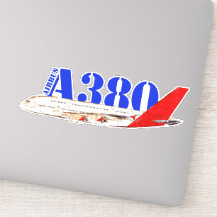Adesivo Ilustração Airbus A380 com Design de Cauda Vermelh