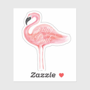 Adesivo Ilustração Bonito De Flamingo De Cor D'Água Ros
