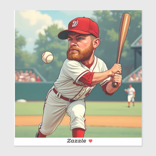 Adesivo "'Ilustração caricatural do beisebol americano (Folha)