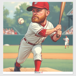 Adesivo "'Ilustração caricatural do beisebol americano
