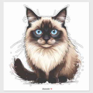 Adesivo Ilustração Colorida de Gato Siames