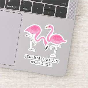 Adesivo Ilustração cor-de-rosa de dois flamingos
