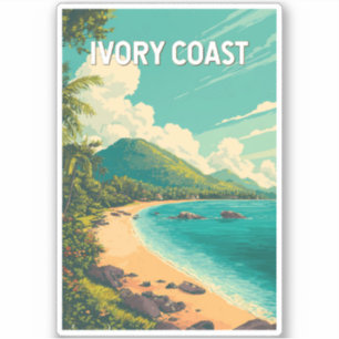 Adesivo Ilustração da Costa do Marfim Viagem Arte Vintage