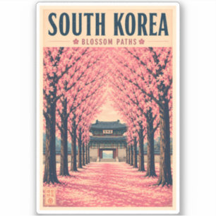 Adesivo Ilustração da Flor de Cerejeira da Coreia do Sul A