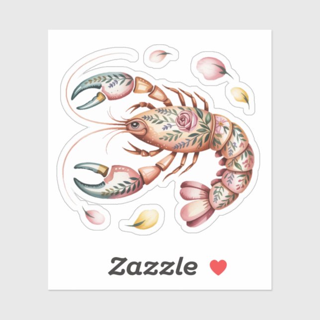 Adesivo Ilustração da lagosta de Arte Folclórica (Folha)