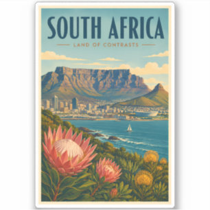 Adesivo Ilustração da Montanha da Mesa na África do Sul Vi