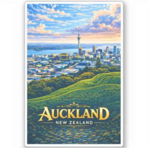 Adesivo Ilustração da paisagem de Auckland Nova Zelândia V
