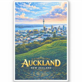 Adesivo Ilustração da paisagem de Auckland Nova Zelândia V
