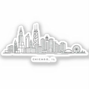 Adesivo Ilustração da paisagem urbana de Chicago IL