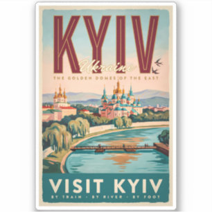 Adesivo Ilustração da paisagem urbana de Kiev Ucrânia Arte