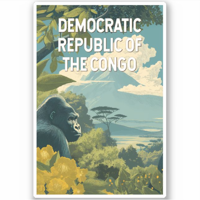 Adesivo Ilustração da República Democrática do Congo (Frente)