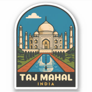 Adesivo Ilustração da Viagens vintage Taj Mahal India