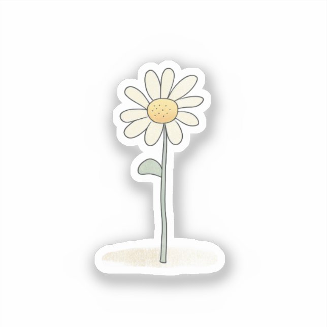 Adesivo Ilustração Daisy Delicada - Flor Simples (Frente)