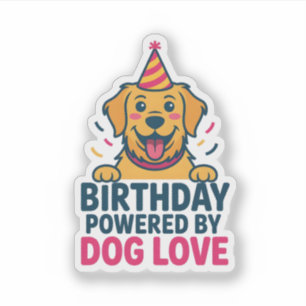 Adesivo Ilustração de Aniversário com Amor Canino
