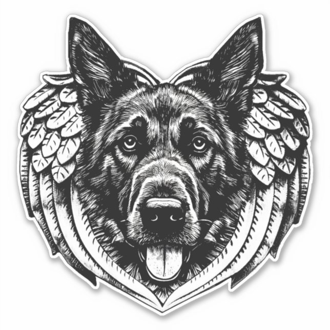 Adesivo Ilustração de arte da cabeça do german shepherd An (Frente)