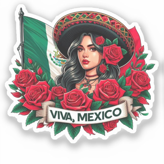 Adesivo Ilustração de arte do méxico Girl Viva (Frente)