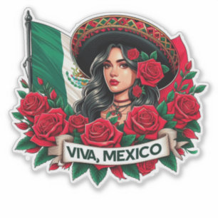 Adesivo Ilustração de arte do méxico Girl Viva