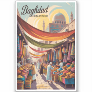 Adesivo Ilustração de Bagdá Iraque Viagem Arte Vintage