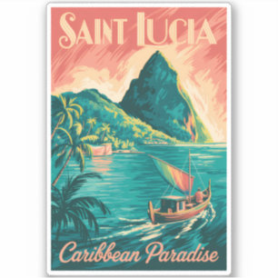 Adesivo Ilustração de Barco em Santa Lúcia Arte de Viagem 