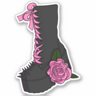 Adesivo Ilustração de Boot Rosa Rosa Rosa Rosa Gótica Loli