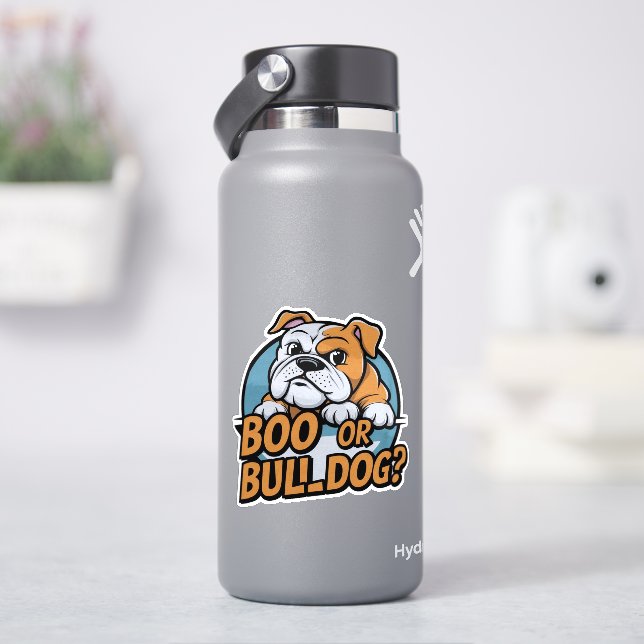 Adesivo Ilustração de Bulldog Reproduzível: Boo ou Bulldog (HidroFlask)