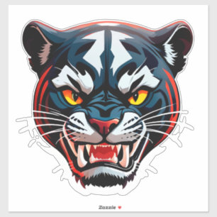 Adesivo Ilustração de Cabeça de Tigre Agressivo