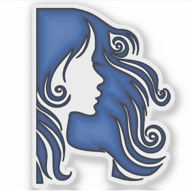 Adesivo Ilustração de Cabelo Fluente do Perfil da Mulher (Frente)