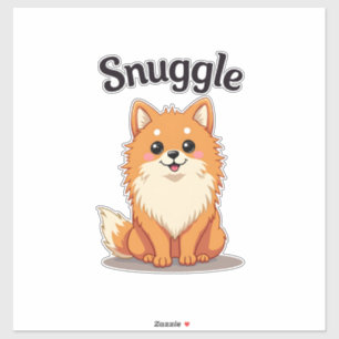 Adesivo Ilustração de cachorro fofo pomerânia Snuggle Vint