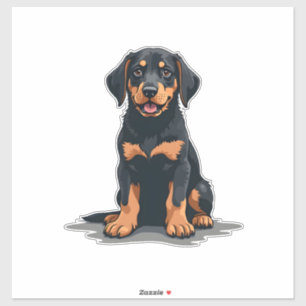 Adesivo Ilustração de Cachorro Preto e Marrom Vista Poster