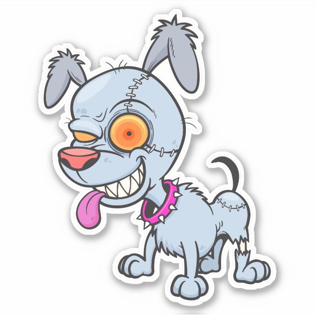 Adesivo Ilustração de Cachorro Zombie Cranky (Frente)