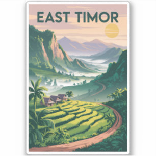 Adesivo Ilustração de Campos do Timor-Leste Viagem Arte Vi