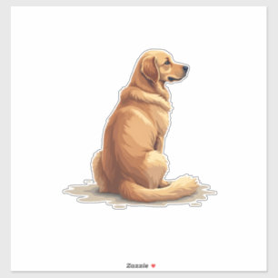 Adesivo Ilustração de Cão com Vista Posterior de Golden Re