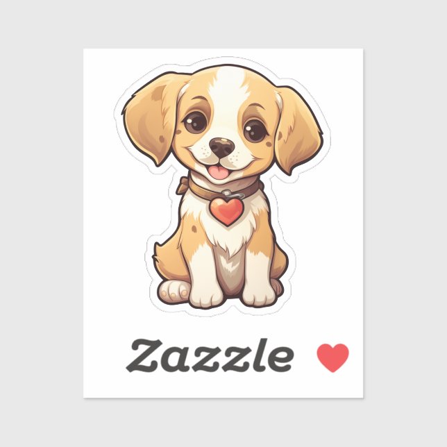 Adesivo Ilustração de cão de desenho animado (Folha)