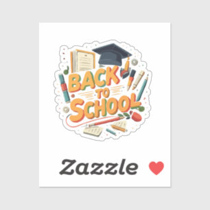 Adesivo Ilustração de Cartoon Colorida Retro "Voltar às Au