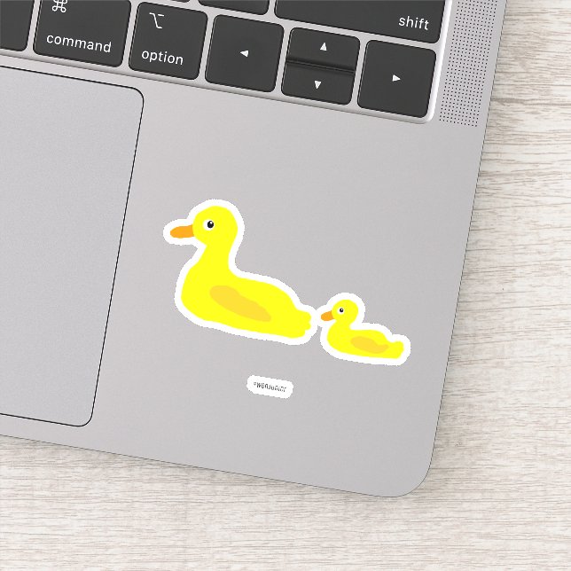 Adesivo Ilustração de Cartoon de Pato Bonito Mãe Ducando (Detalhe)