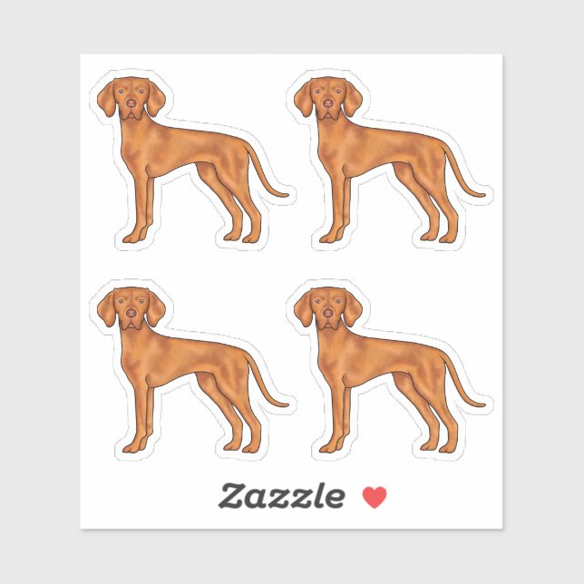 Adesivo Ilustração de Cartoon Vizsla Pointer (Folha)