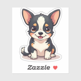 Adesivo Ilustração de Chihuahua Kawaii Sorridente