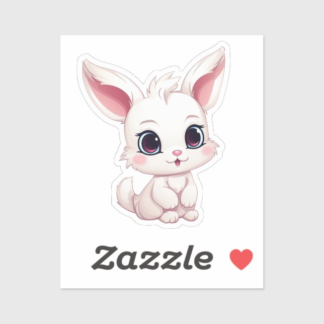 Adesivo Ilustração de coelho de desenho animado (Folha)