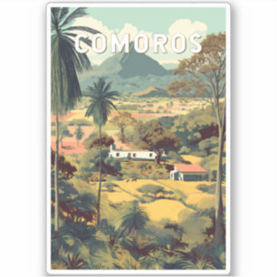 Adesivo Ilustração de Comores Viagem Arte Vintage