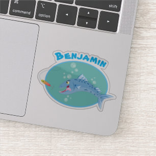 Adesivo Ilustração de desenho animado de barracuda com fom