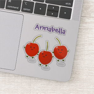 Adesivo Ilustração de desenho animado de cerejas vermelh