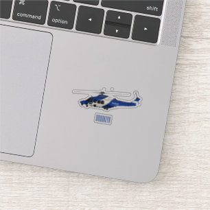 Adesivo Ilustração de desenho animado de helicóptero da po