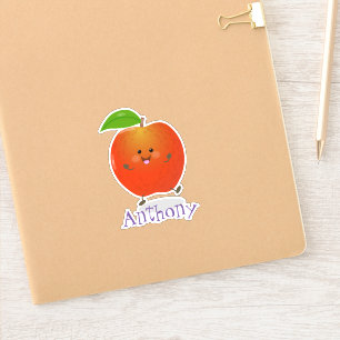 Adesivo Ilustração de desenho animado de maçã kawaii d