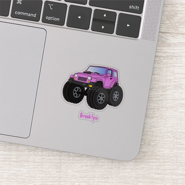 Adesivo Ilustração de desenho animado de monstro rosa (Detalhe)