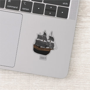 Adesivo Ilustração de desenho animado de navio pirata