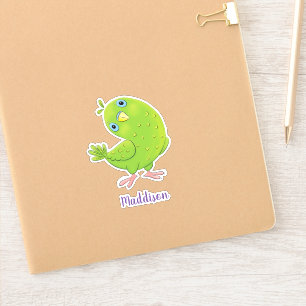 Adesivo Ilustração de desenho animado de periquito verde d