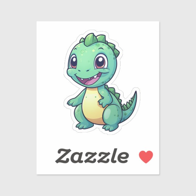 Adesivo Ilustração de dinossauro de desenho animado (Folha)